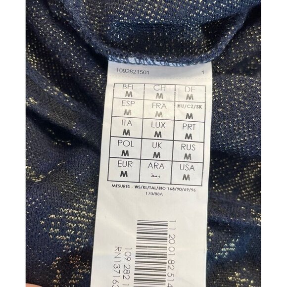 Promod Womens Navy Blue Animal Print Mini Dress Size M Long Sleeve Metallic - Picture 4 of 6